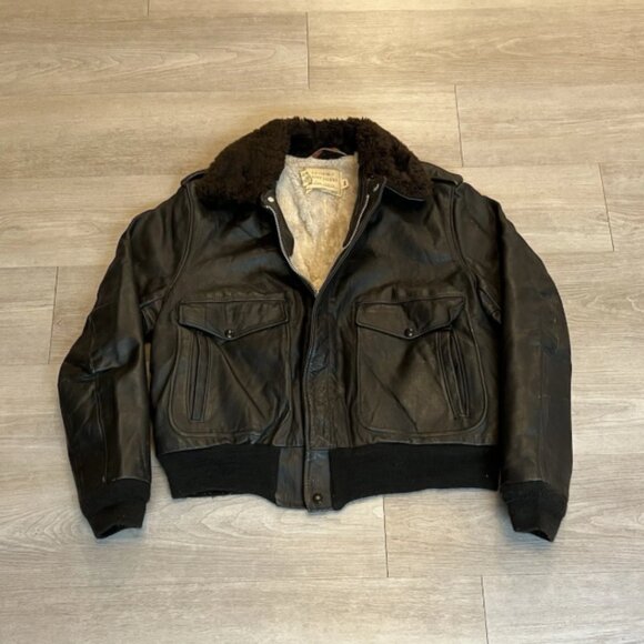 Vintage 60s 70s Schott NYC I-S 674 M-S Leather G1 Flight Jacket Men’s Size 44